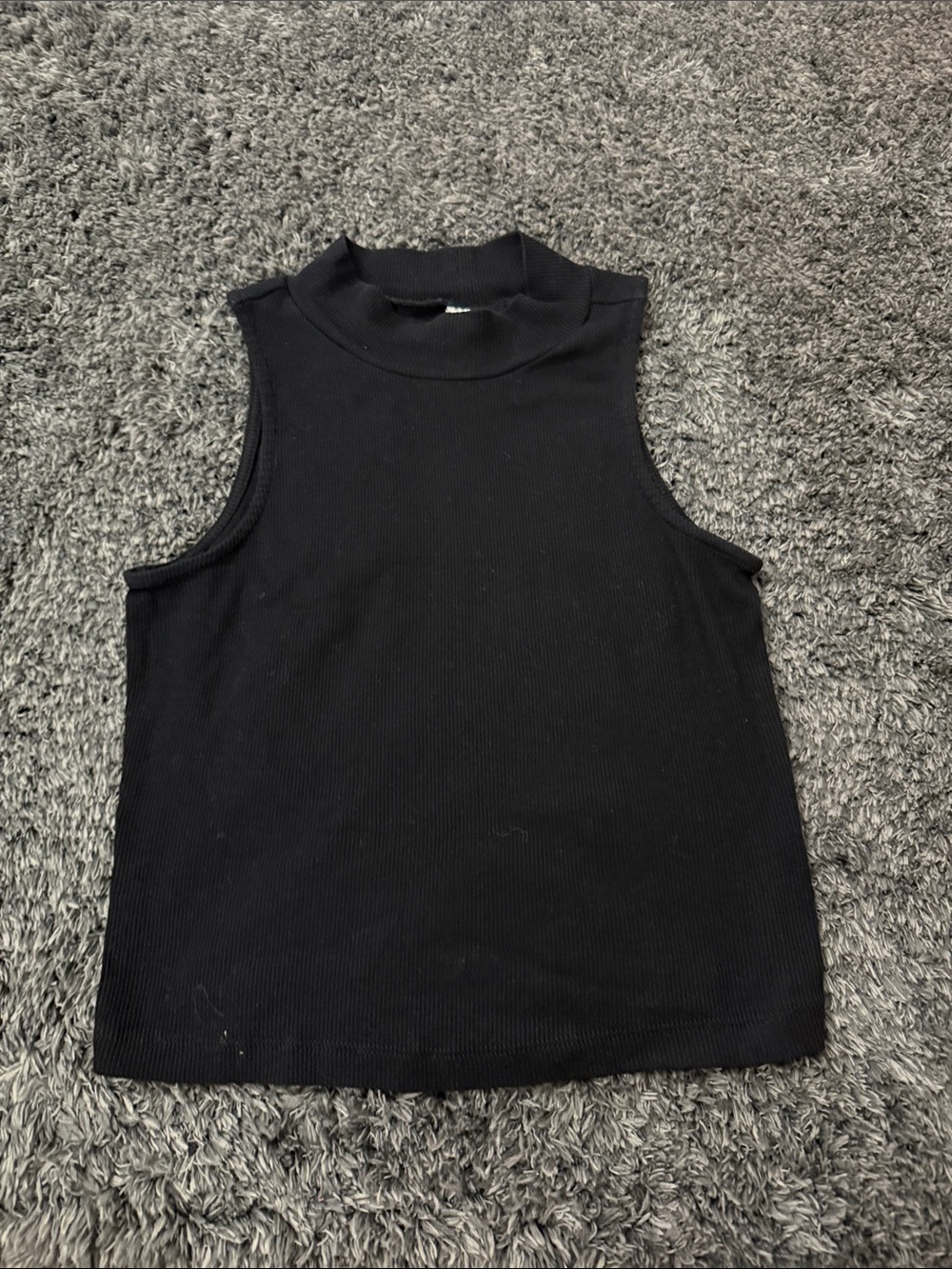 H&M Black Ribbed Mock Neck Tank